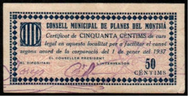 Planes de Montsiá, Tarragona. Consejo Municipal. Enero de 1937. 50 céntimos