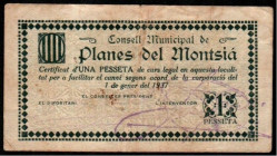 Planes de Montsiá, Tarragona. Consejo Municipal. Enero de 1937. 1 peseta