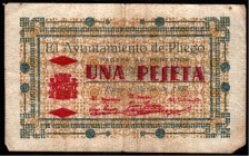 Pliego, Murcia. Ayuntamiento. Marzo de 1937. 1 peseta. Algo escaso
