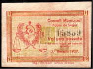 Pobla de Segur, Lleida. Consejo Municipal. 1937. 1 peseta