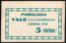 Poboleda, Tarragona. Consejo Municipal. 5 céntimos. Sin serie