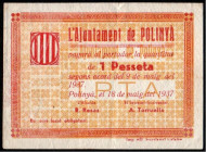 Polinyà, Barcelona. Ayuntamiento. 18 de mayo de 1937. 1 peseta