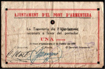 Pon’t D’Armentera, Tarragona. Ayuntamiento. 17 de febrero de 1937. 1 peseta