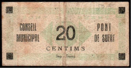 Pont de Suert, Lleida. Consejo Municipal. 1937. 20 céntimos