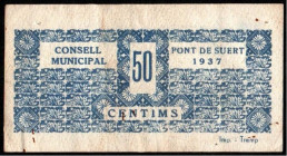 Pont de Suert, Lleida. Consejo Municipal. 1937. 50 céntimos