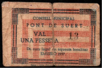 Pont de Suert, Lleida. Consejo Municipal. 1937. 1 peseta