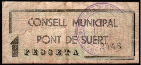 Pont de Suert, Lleida. Consejo Municipal. 1937. 1 peseta