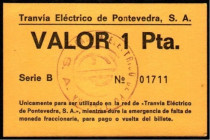 Pontevedra. Tranvía Eléctrico de Pontevedra, S.A. 1938. 1 peseta
