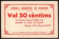 Porrera, Tarragona. Consejo Municipal. 28 de mayo de 1937. 50 céntimos. Escaso