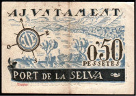 Port de la Selva, Girona. Ayuntamiento. Julio de 1937. 50 céntimos