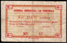 Portella, La, Lleida. Consejo Municipal. 10 céntimos. Rarísimo