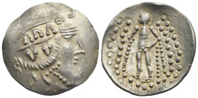 Danube Region. Uncertain Celtic Tribe. Tetradrachm imitating Thasos. Circa 1st century BC (Silver, 34.40 mm, 16.12 g).
Celticized ivy wreathed head o...