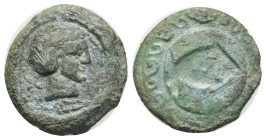 Etruria. Uncertain mint in Central Etruria. 12,5 Units. Late 4th - early 3rd centuries BC (Bronze, 20.3 mm, 4.95 g). Female head right; behind, X; bel...