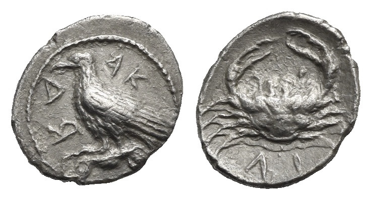 Sicily. Akragas. Litra. Circa 450-439 BC (Silver, 10.24 mm, 0.45 g). AK - PA, Se...