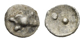 Sicily. Himera. Hexas or Dionkion. Circa 476-475 BC (Silver, 5.00 mm, 0.09 g). Astragalos. Rev. Two pellets. BMC 30. Jenkins, AIIN suppl. 16-17, pl. 2...