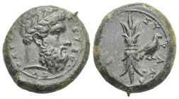 Sicily. Syracuse. Hemilitron struck under Timoleon and the third democracy. Circa 344-338 BC (Bronze, 23.33 mm, 13.72 g). ZEYΣ EΛ - EY - ΘEP[IOΣ], Lau...