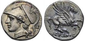 Sicily. Syracuse. Octobol struck under Hieron II. Circa 265-263 BC (Silver, 19.84 mm, 5.59 g). Helmeted head of Athena left, bowl decorated with coile...