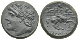 Sicily. Syracuse. Hemilitron struck under Hieron II. Circa 240-215 BC (Bronze, 27.02 mm, 19.47 g). Diademed male head left. Rev. ΙΕΡΩΝΟΣ, Helmeted war...