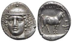 Thrace. Ainos. Tetradrachm. Circa 400-370 BC (Silver, 26.51 mm, 15.67 g). Head of Hermes facing slightly left, wearing petasos. Rev. AINI - O[N], Goat...