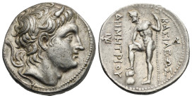 Kings of Macedon. Demetrios I Poliorketes, 306-283 BC. Tetradrachm. Amphipolis. Circa 289-288 BC (Silver, 29.02 mm, 17.25 g). Diademed and horned head...