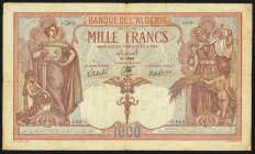 Algeria Banque de l'Algerie 1000 Francs 12.7.1939 Pick 83a Fine. 

HID09801242017