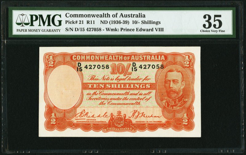 Australia Commonwealth Bank of Australia 10 Shillings ND (1936-39) Pick 21 R11 P...