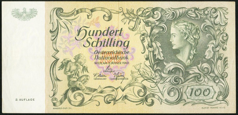 Austria Oesterreichische Nationalbank 100 Schilling 3.1.1949 Pick 132 Extremely ...