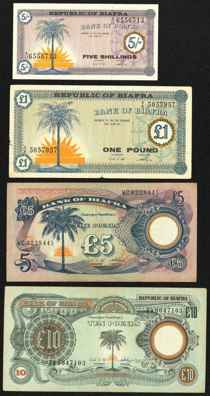Biafra Bank of Biafra 5 Shilling; £1 ND (1967) Pick 1; 2; £5; £10 ND (1968-69) P...