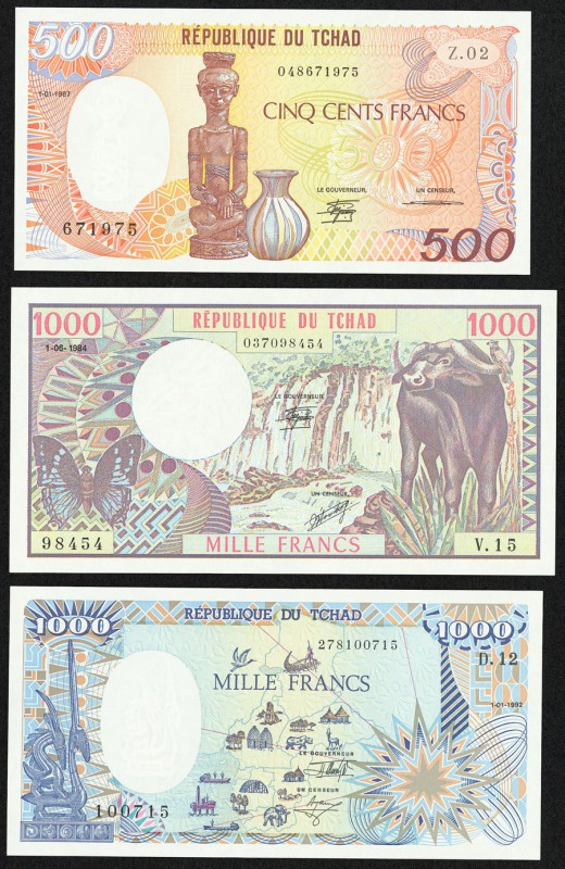 Chad Banque Des Etats De L'Afrique Centrale 1000 Francs 1.6.1984 Pick 7; 500 Fra...
