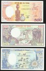 Chad Banque Des Etats De L'Afrique Centrale 1000 Francs 1.6.1984 Pick 7; 500 Francs 1.1.1987 Pick 9b; 1000 Francs 1.1.1992 Pick 10Ac Choice Crisp Unci...