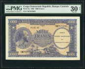 Congo, Democratic Republic Banque Centrale du Congo Belge et du Ruanda-Urundi 1000 Francs 15.2.1962 Pick 2a PMG Very Fine 30 Net. Minor rust.

HID0980...