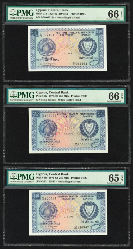 Cyprus Central Bank of Cyprus 250 Mils 1.9.1979; 1.8.1976; 1.6.1979 Pick 41c Thr...