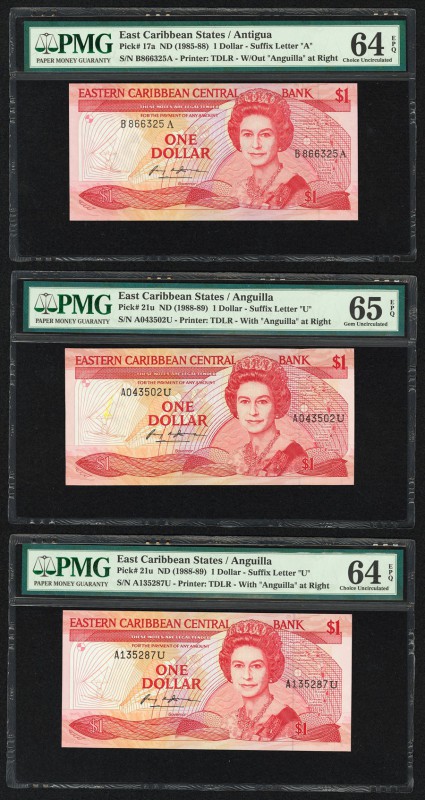 East Caribbean States Central Bank, Antigua 1 Dollar ND (1985-88); ND (1988-89) ...
