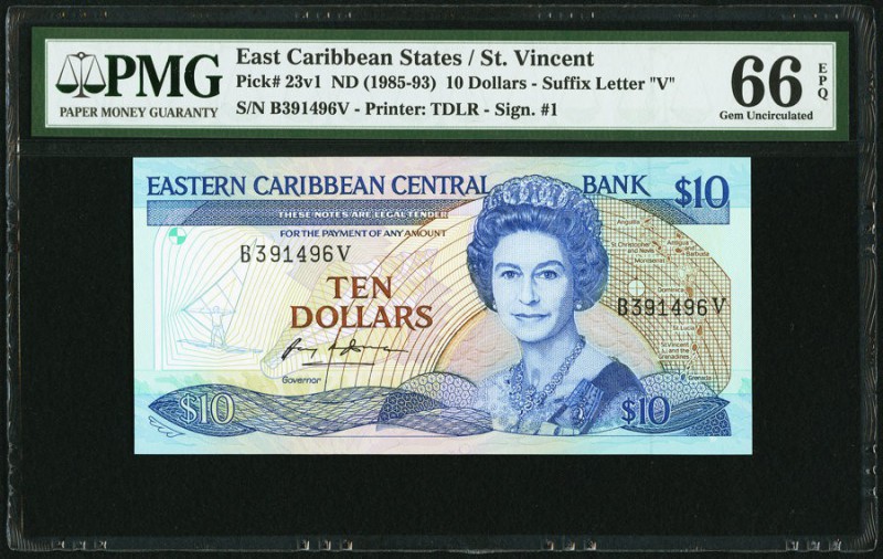 East Caribbean States Central Bank, St. Vincent 10 Dollars ND (1988-93) Pick 22v...