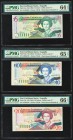 East Caribbean States Central Bank, Anguilla 5; 10; 20 Dollars ND (1994) Pick 31u; 32u; 33u Three Examples PMG Choice Uncirculated 64 EPQ; Gem Uncircu...