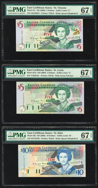 East Caribbean States Central Bank, St. Vincent 5 (2); 10 Dollars ND (2000); ND ...