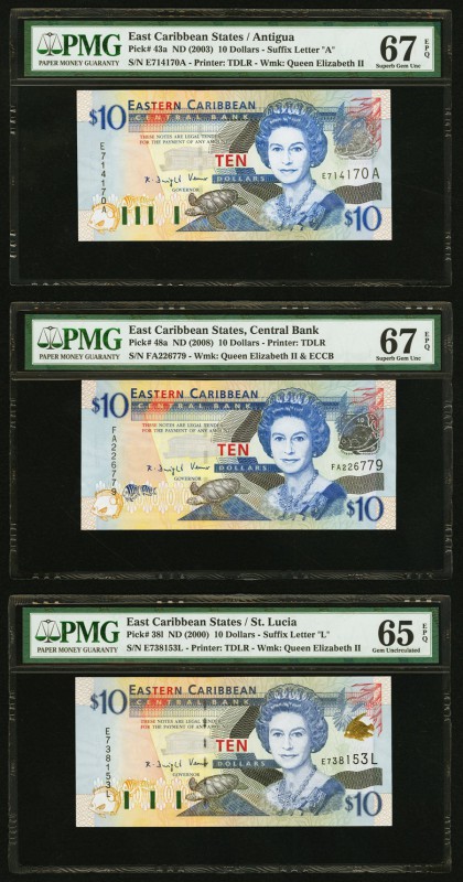 East Caribbean States Central Bank, Antigua 10 Dollars ND (2003); ND (2008); ND ...