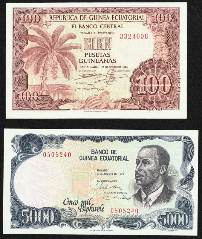Equatorial Guinea Banco Central 100 Pesetas Guineanas 12.10.1969 Pick 1; Banco D...