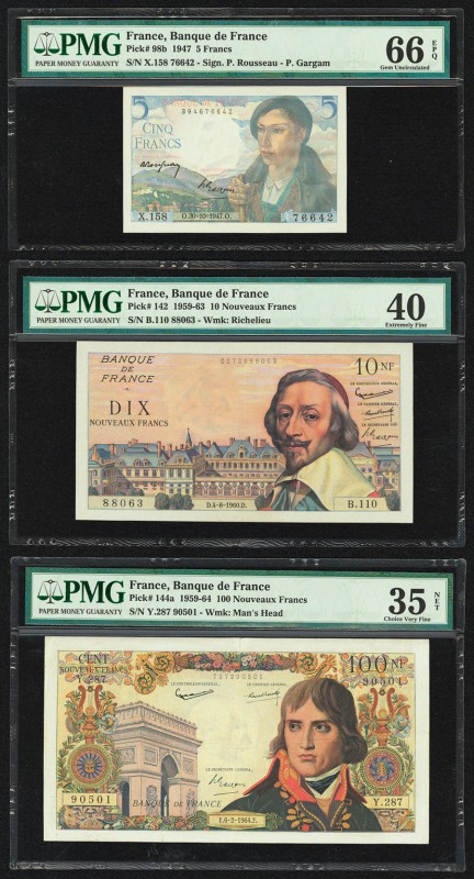 France Banque de France 5 Francs 30.10.1947 Pick 98b PMG Gem Uncirculated 66 EPQ...