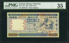 Katanga Banque de la Republique de Katanga 1000 Francs 26.2.1962 Pick 14a PMG Choice Very Fine 35. 

HID09801242017