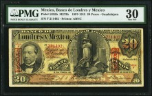 Mexico Banco de Londres y Mexico 20 Pesos 2.1.1913 Pick S235h M273h PMG Very Fine 30. 

HID09801242017