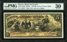 Mexico Banco Del Estado De Mexico 5 Pesos 5.11.1897 Pick S329a M396a PMG Very Fine 30. 

HID09801242017