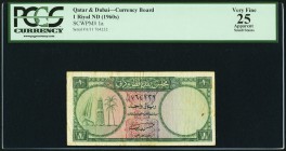 Qatar & Dubai Currency Board 1 Riyal ND (ca. 1960) Pick 1a PCGS Apparent Very Fine 25. Small Stains.

HID09801242017