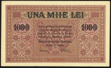 Romania Banca Generala Romana 1000 Lei ND (1917) Pick M8 Extremely Fine-About Uncirculated. A minor edge nick is present on the bottom margin.

HID098...