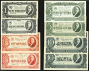 Russia State Currency Note 1; 1; 3; 3; 5; 5; 10; 10 Chervontsev 1937 Pick 203a (2); 204a (2); 205a (2); 206a (2) Very Fine or Better. 

HID09801242017