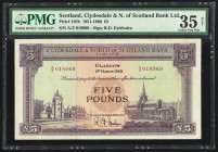 Scotland Clydesdale & North of Scotland Bank Ltd 5 Pounds 1.3.1960 Pick 192b PMG Choice Very Fine 35 Net. Tear repair.

HID09801242017