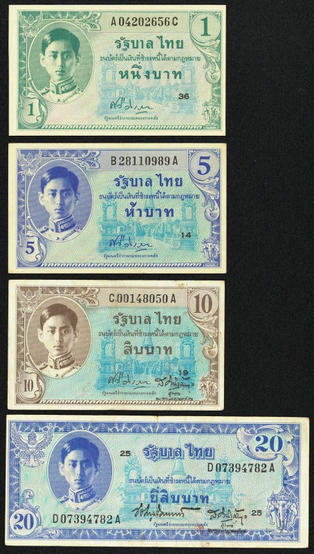 Thailand Government of Thailand 1; 5; 10; 20 Baht ND (1946) Pick 63; 64; 65a; 66...
