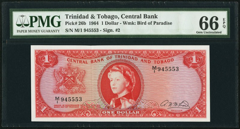 Trinidad And Tobago Central Bank of Trinidad and Tobago 1 Dollar 1964 Pick 26b P...