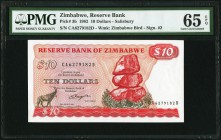 Zimbabwe Reserve Bank of Zimbabwe 10 Dollars 1982 Pick 3b PMG Gem Uncirculated 65 EPQ. Scarce error example where capital city's name remained unchang...