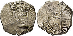 FELIPE IV. Lima. 8 reales. 1659. V. L*M. Muy rara